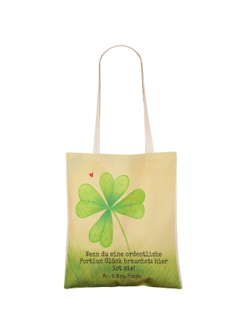 Mr. & Mrs. Panda shopping bag Blume Kleeblatt Design mit Spruch in Weiß