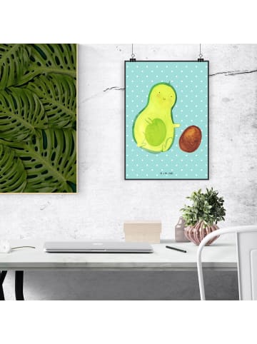 Mr. & Mrs. Panda Wandbild Avocado Kern rollt ohne Spruch in Türkis Pastell