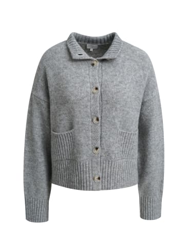 Milano Italy Dropped-Shoulder Strickjacke mit Rippdetails in grey