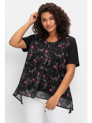 sheego Blusenshirt in schwarz-gemustert