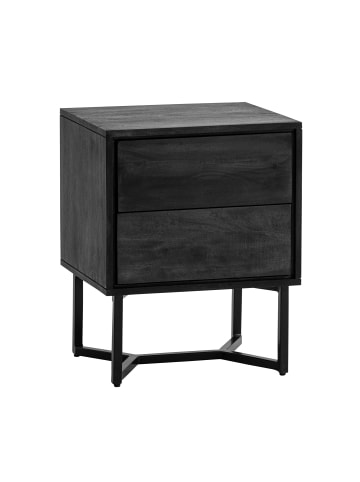 FineBuy Nachttisch in Schwarz / Akazie / 45x40x57