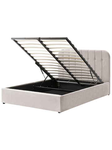 Beliani Doppelbett CHALLANS in Beige/Schwarz - (W) 148 x (H) 100 x (L) 215 cm