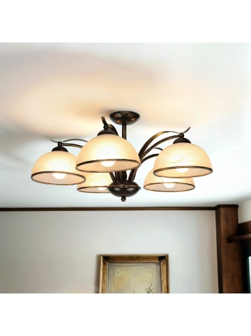 Licht-Erlebnisse Deckenlampe (B)64 x (H)28 cm in Messing Antik Weiß