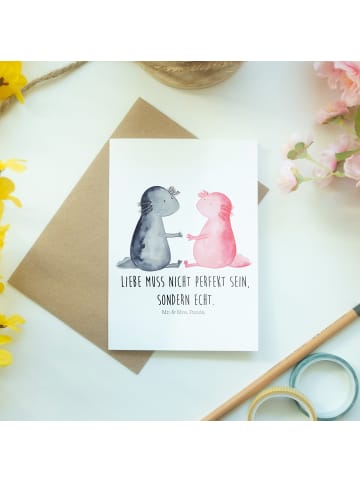 Mr. & Mrs. Panda Klappkarte Axolotl Liebe mit Spruch in Weiß