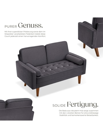 tectake Sofa Skagen, 135 x 76 x 85 cm, Samtoptik grau