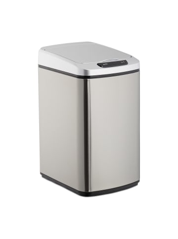relaxdays Sensor Mülleimer in Silber - 12 l