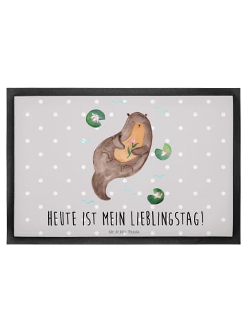 Mr. & Mrs. Panda Schmutzfänger Otter Seerose mit Spruch in Grau Pastell