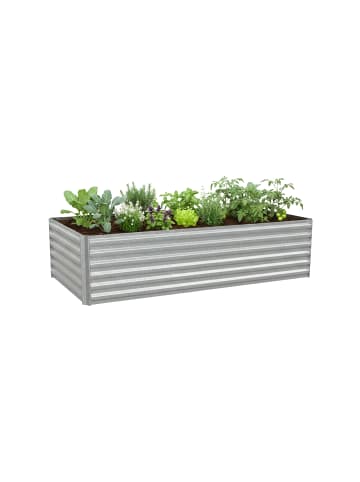 relaxdays Hochbeet in Silber - (B)240 x (H)57 x (T)90 cm
