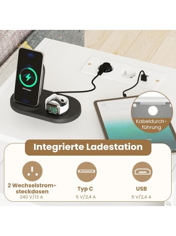 COSTWAY Couchtisch Höhenverstellbar in Weiß