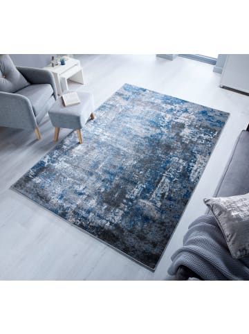 KADIMA DESIGN Abstrakte Kunst-Teppiche in Premium-Qualität in Blau-Grau
