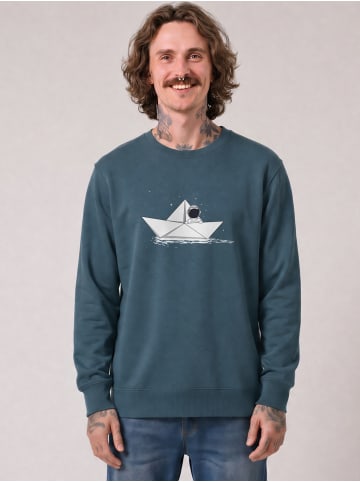 wat? Apparel Sweatshirt Astronaut in paper boat in Petrol