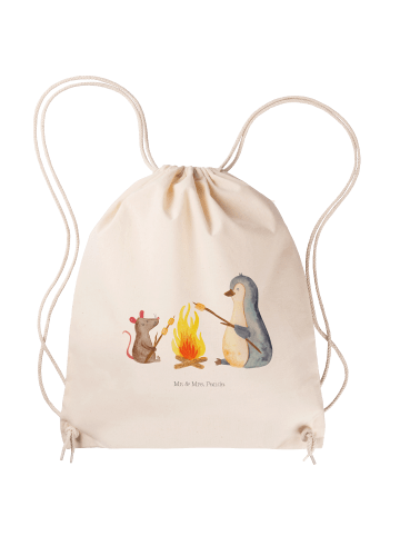 Mr. & Mrs. Panda Jutebeutel Pinguin Lagerfeuer ohne Spruch in Creme