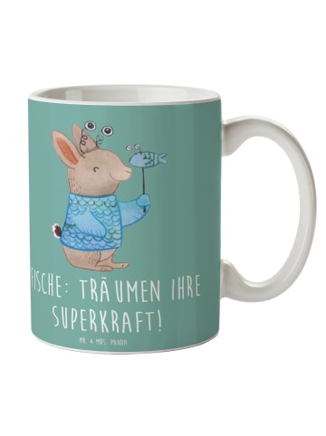 Mr. & Mrs. Panda Kaffeebecher Fische Kraft mit Spruch in Meeresbrise