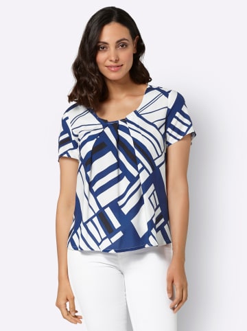 WITT WEIDEN Druckbluse in royalblau-ecru-bedruckt