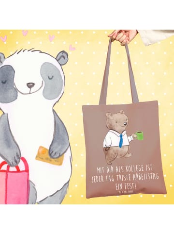 Mr. & Mrs. Panda Einkaufstasche Fest Kollege mit Spruch in Braun Pastell