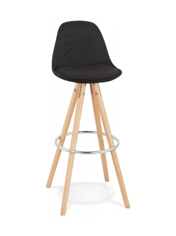 KADIMA DESIGN Barhocker aus Holz mit Stoffbezug | Naturholz Design in Schwarz-Beige