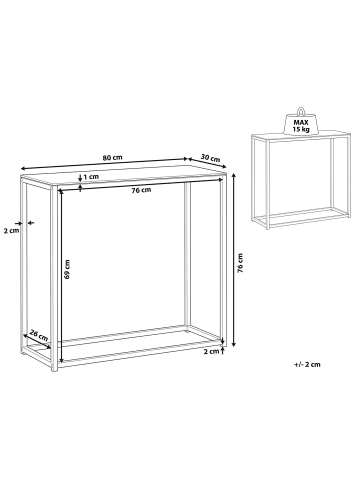Beliani Konsolentisch DELANO in Braun/Schwarz - (W) 80 x (H) 76 x (L) 30 cm