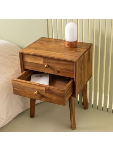 Signature Nachttisch PAUL in Dunkles Holz - (W) 45  x (H) 61  x (L) 35  cm