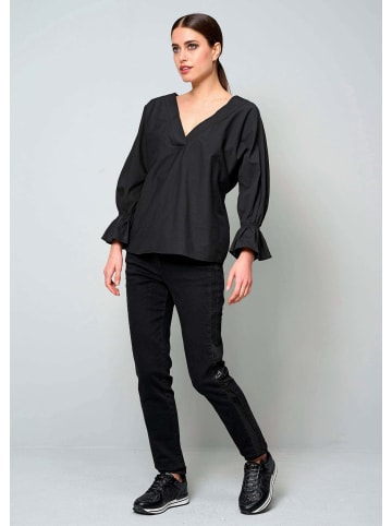 Alba Moda Weite Freizeitbluse mit Volant-Ärmeln in schwarz