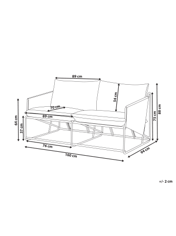 Beliani Gartensofa PONTE in Grau - (W) 178 x (H) 88 x (L) 94 cm
