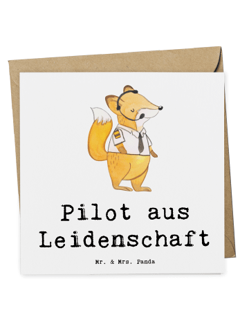 Mr. & Mrs. Panda Einladungskarte Pilot Leidenschaft mit Spruch in Weiß