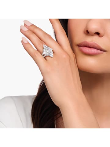 Thomas Sabo Cocktailring Mit Weißen Steinen In Drei Schliffarten in silber, weiß