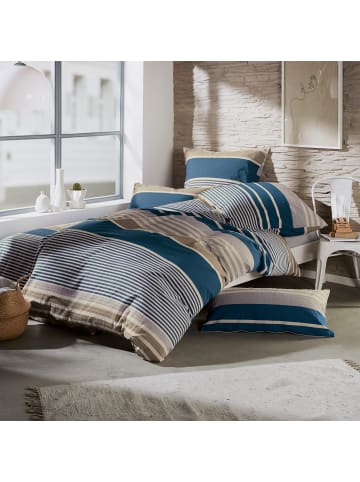 Erwin Müller Winter-Seersucker Kissenbezug in blau-braun