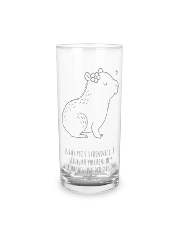 Mr. & Mrs. Panda Wasserglas Capybara Blume mit Spruch in Transparent