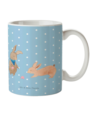 Mr. & Mrs. Panda Kaffeebecher Hasen Muschel ohne Spruch in Blau Pastell
