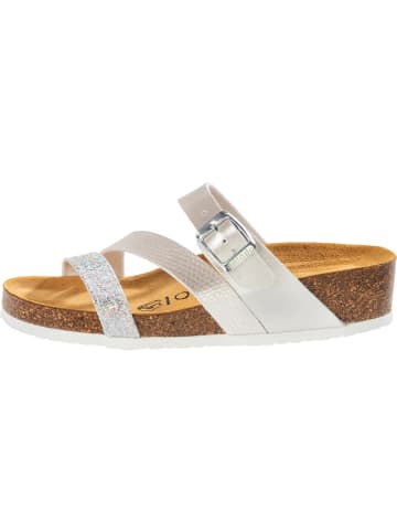Palado Pantoletten Chios in Metallic Silber Snake Glitter