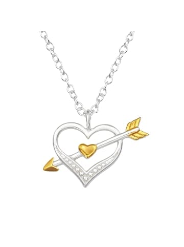 Alexander York Kette mit Anhänger HERZ MIT PFEIL in 925 Sterling Silber, 2-tlg. in silber