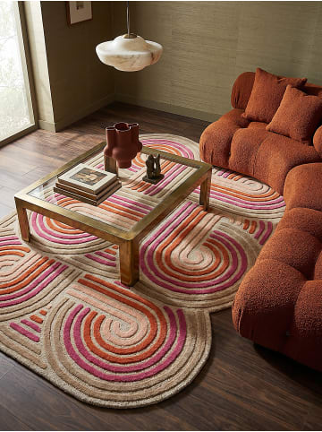 KADIMA DESIGN Wollteppich Kurzflor SOAR Geometrisch Abstrakt Handgetuftet Naturfaser in Rosa