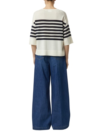 comma Strickshirt in ecru schwarz - 0001