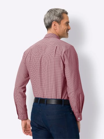 Sieh an! Langarm-Hemd in dunkelrot-weiß-kariert