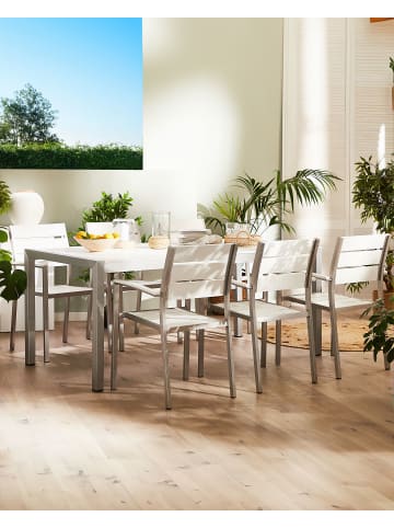 Beliani 6er-Set Esszimmerstuhl VERNIO in Weiß/Silber