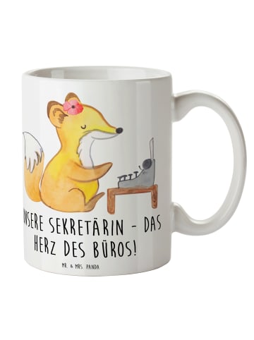 Mr. & Mrs. Panda Kaffeetasse Sekretärin Herz mit Spruch in Weiß
