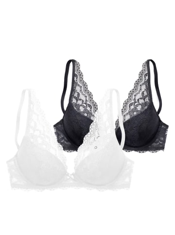 PETITE FLEUR Push-up-BH in weiß+schwarz