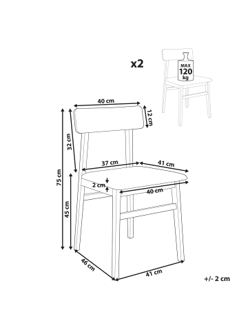 Beliani 2er-Set Esszimmerstuhl STACY in Braun/Beige