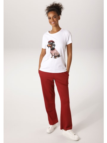 Aniston CASUAL T-Shirt in weiß-rot-schwarz-hellgrau-orange-gelb