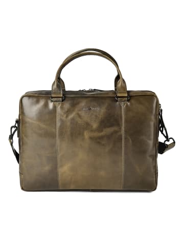 Greenburry Newport Aktentasche Leder 43 cm Laptopfach british green