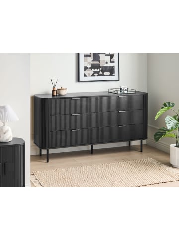 Beliani Kommode BRADLEY in Schwarz - (W) 153 x (H) 81 x (L) 47 cm