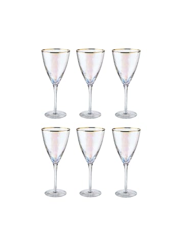 Butlers 6x Weingläser mit Goldrand 400ml SMERALDA in Transparent