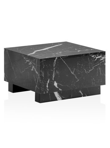 KADIMA DESIGN Couchtisch MONOBLOC 60x60x35 cm Hochglanz mit Marmor Optik, in Schwarz