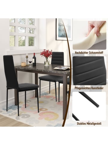 Home Nature Wohnkonzept Esszimmerstuhl aus Kunstleder mit hoher Rückenlehne in Schwarz 4er-Set
