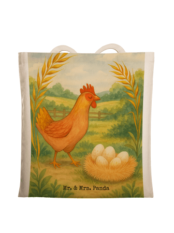 Mr. & Mrs. Panda Stoffbeutel Huhn Stolz Design ohne Spruch in Weiß