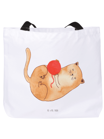 Mr. & Mrs. Panda Tote Bag Katze Wolle ohne Spruch in Weiß