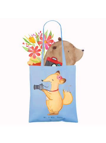 Mr. & Mrs. Panda Einkaufstüte Fotografin Herz ohne Spruch in Sky Blue