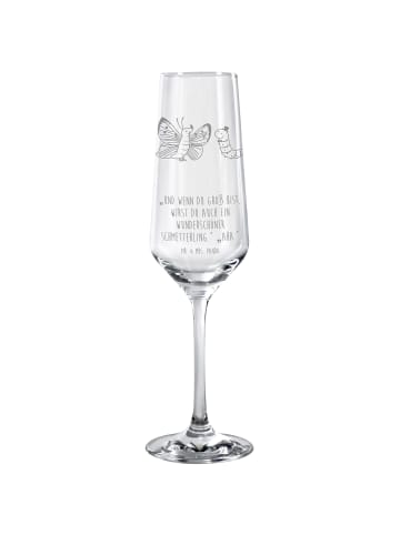Mr. & Mrs. Panda Sektglas Raupe Schmetterling mit Spruch in Transparent