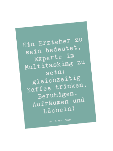 Mr. & Mrs. Panda Postkarte Spruch Multitasking Erzieher mit Spruch in Meeresbrise