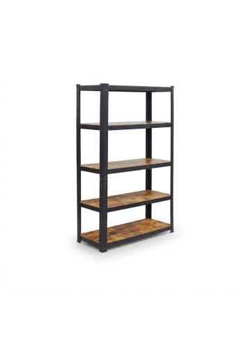 relaxdays Schwerlastregal in Schwarz/Braun - (B)100 x (H)200 x (T)60 cm